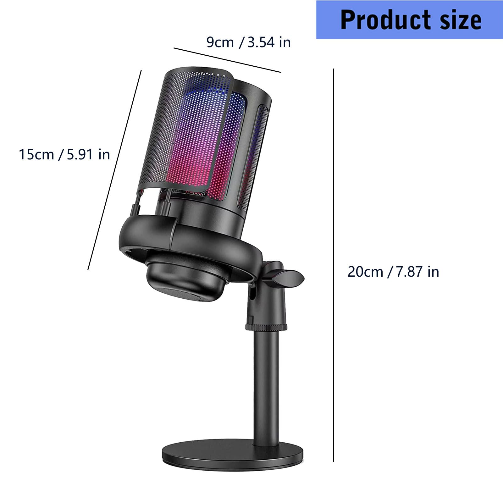 Microfono USB migliorato a LED per streamer di gioco, presentatori di podcast, con suono chiaro e facile installazione microfono USB con cancellazione del rumore