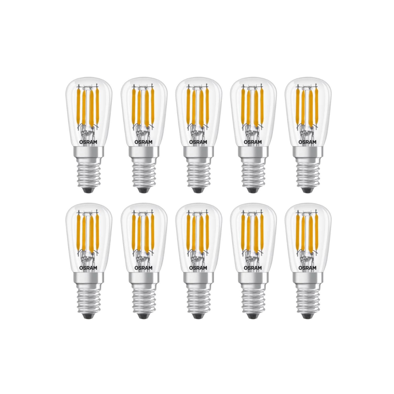 OsramE14 LED T26 Filament Clear 2.8W 827 300° beam angle Warm White, 250lm - Pack of 10