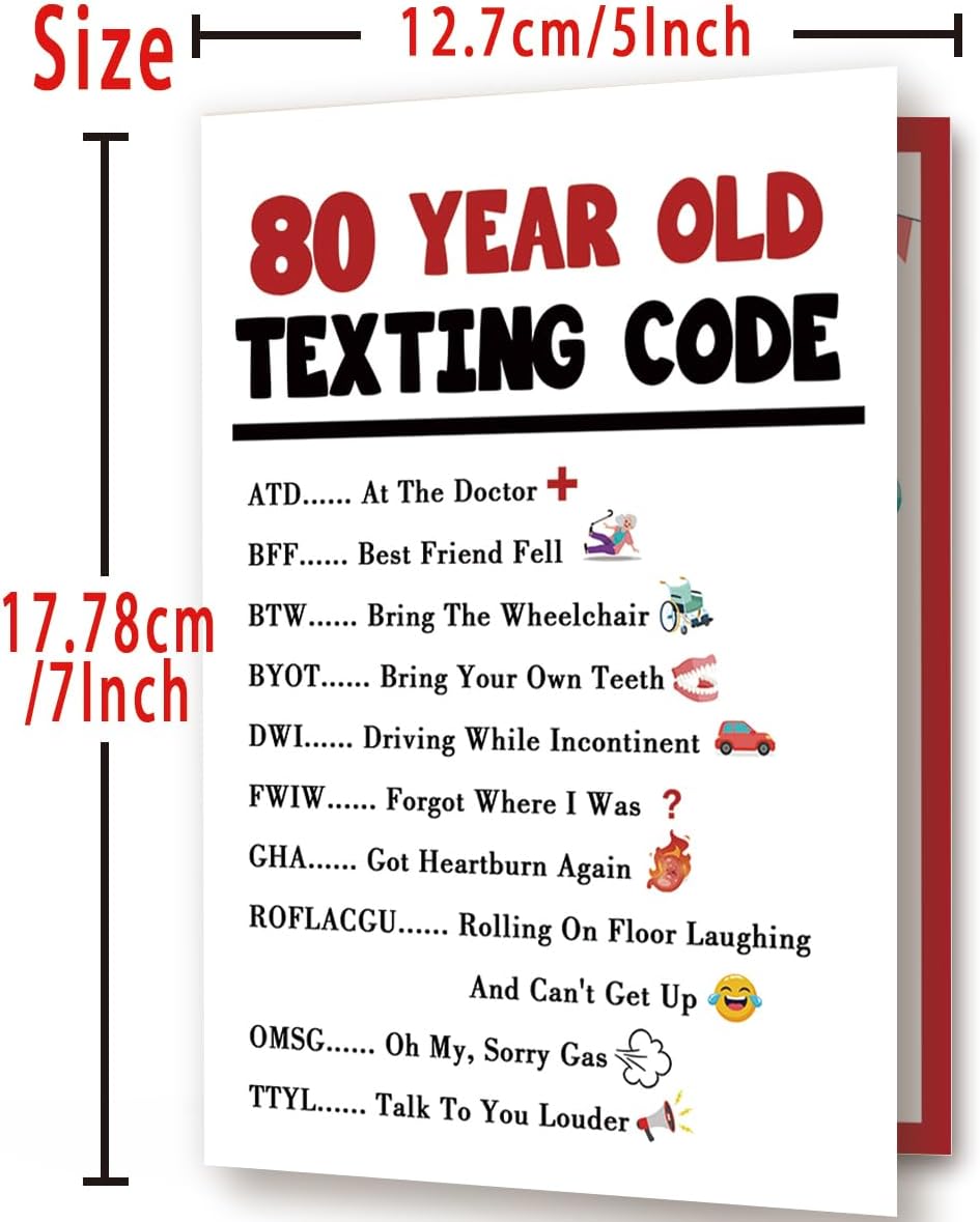 Funny 80th Birthday Card Gift Decorations for Women Men Him Her image 4