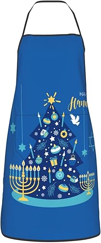 Miniatura 2 de Pubnico Hanukkah - Delantal de cocina con bolsillos, delantales impermeables para uñas, barbacoa, jardinería, chef, regalos para mujeres y hombres