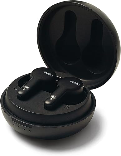 Sudio Auriculares inalámbricos A2 con funda de carga, auriculares con cancelación de ruido intrauditivos con micrófono, Bluetooth 5.2, tiempo de