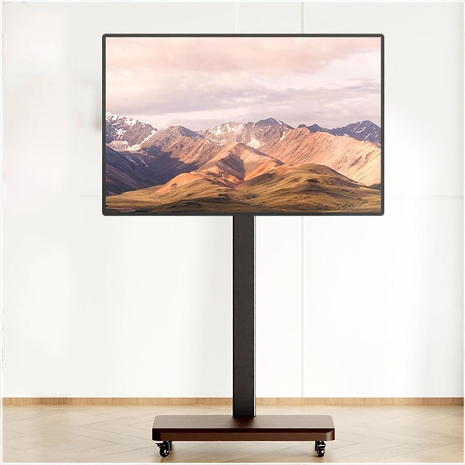 HPTHLY Mobile Tv Cart On Wheels - Portable Floor Rolling Tv Stand Holds, Height Adjustable Tv Mount Stand, For 32-65 Inch Led Flat Screen, Up To 100Kg, With Lockable Wheels