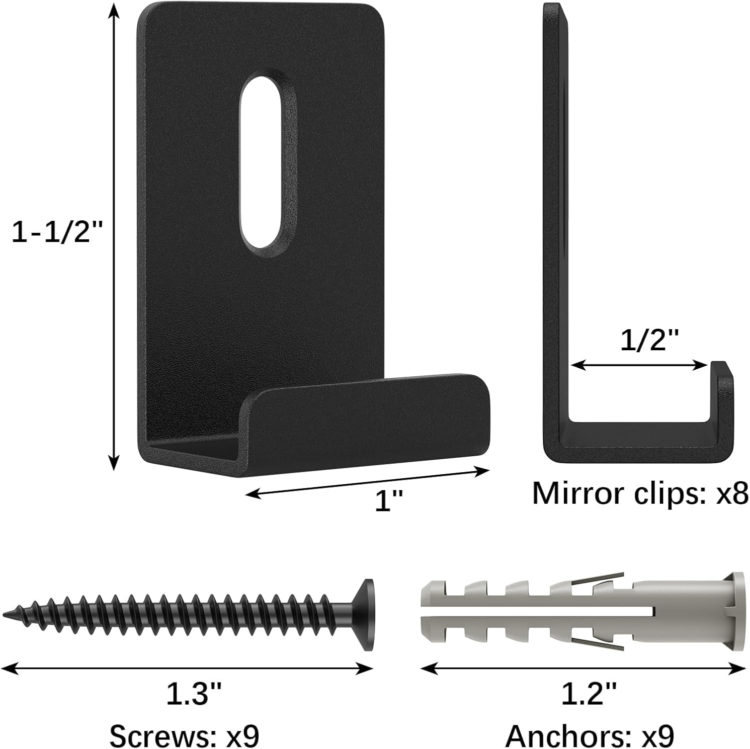 Metal Mirror Clips Wide Channel Mirror Holder Clips Heavy Mirror for Frameless Mirror Clips Wall Mounting Hanger for Mirror Tile Picture Frame Mirror Hanging Hardware Kit