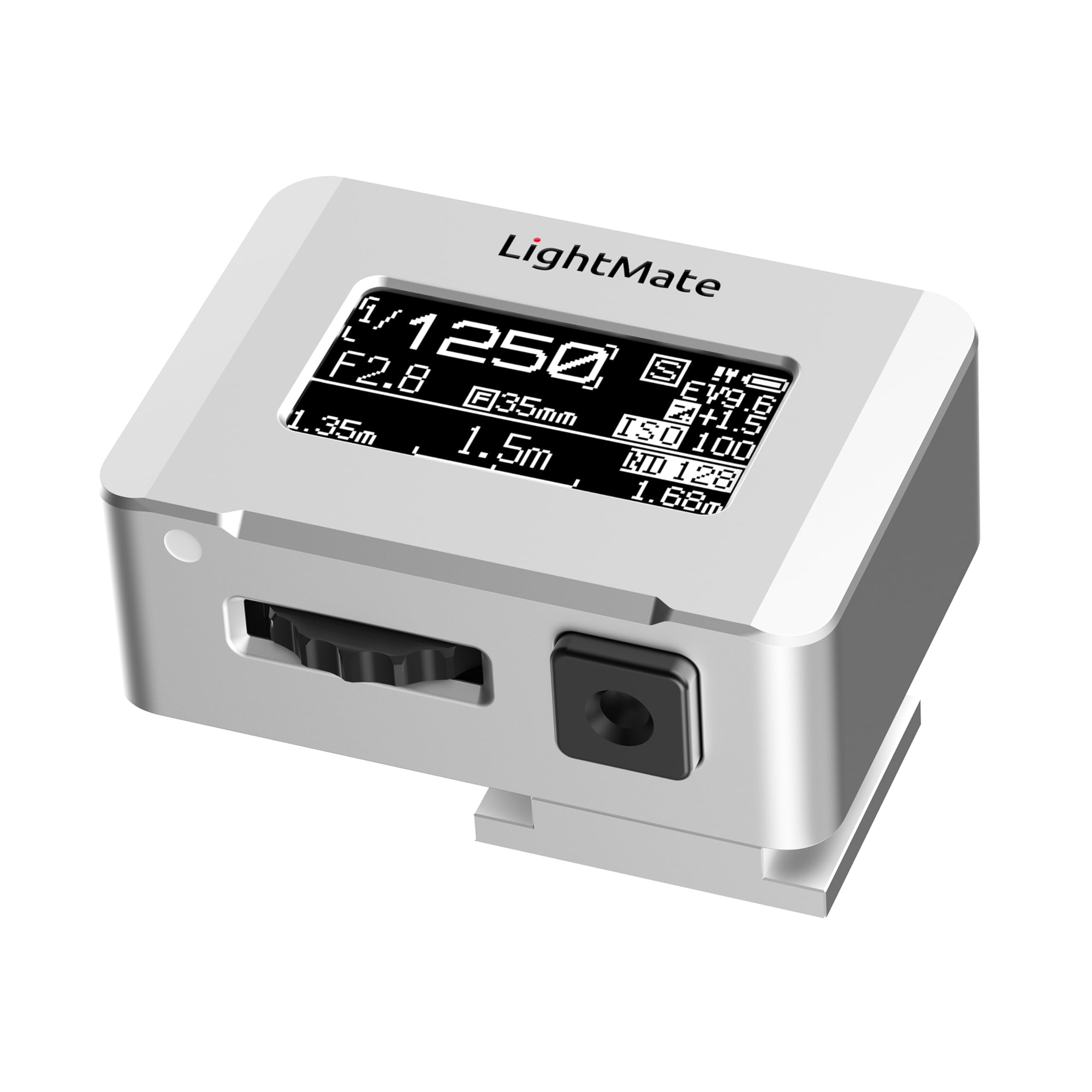 LightMate Lite 2R - Medidor de luz fotográfico, ultracompacto de 1.2 onzas, carcasa de metal CNC, medidor de luz de alta precisión para película, cámaras Leica con batería recargable USB-C, plateado