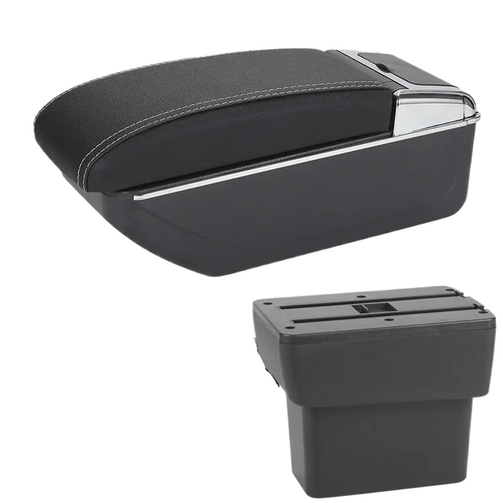 NOKRGQW Car Armrest Box For Nissan Note E-Power 2016-2022 Armrest Central Storage Box Dedicated Interior Retrofit Car Accessories(D3 Black white NoUSB)