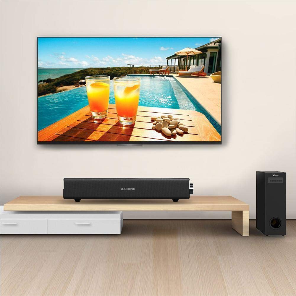 Barra de sonido Altavoz Bluetooth, 20W con cable e inalámbrico Cine en casa Altavoz Bluetooth Audio Surround Barra de sonido Bluetooth para TV, PC, teléfono celular, tabletas