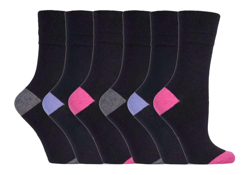 Gentle Grip NEW: 6 Pairs Ladies No Elastic Socks 4-8 uk, 37-42 eur (SOLRP07HT)