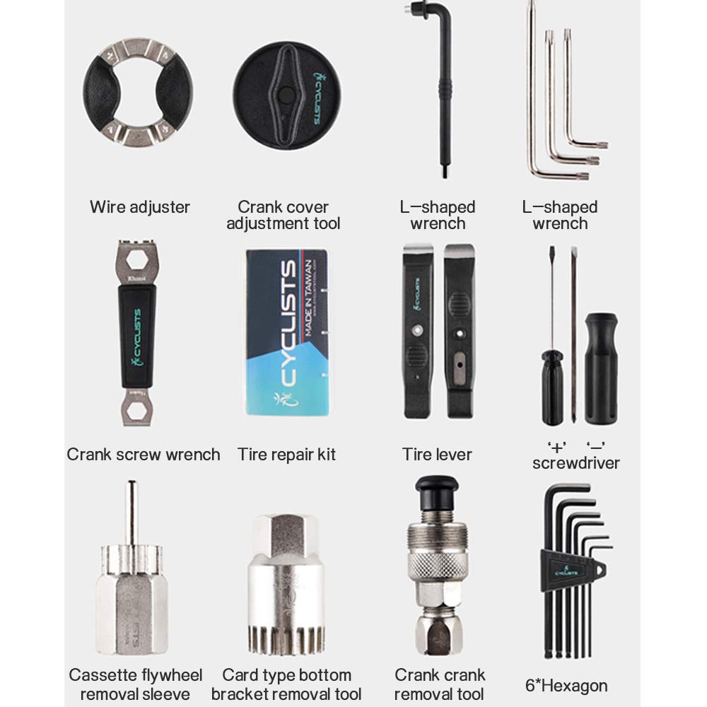 Kit de Herramientas de Reparación de Bicicletas Multifuncionales Todos los Tipos de Bicic Caja con Caja de Plástico Equipo Esencial de Reparación y Mantenimiento de Bicic Universales