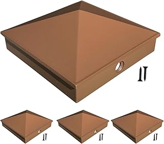 4x4 Aluminum Fence Post Caps for Nominal 4x4 Wood Posts (Actual/True 3.5" x 3.5") Matte Finish Brown 4 Pack
