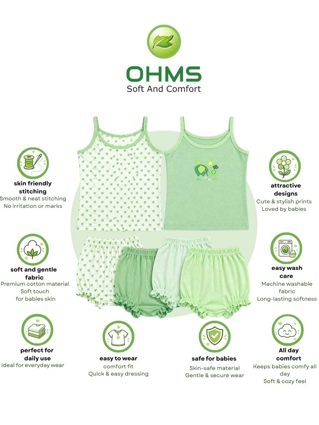 OHMS Girls Printed Vest & Bloomer Panties Set 3