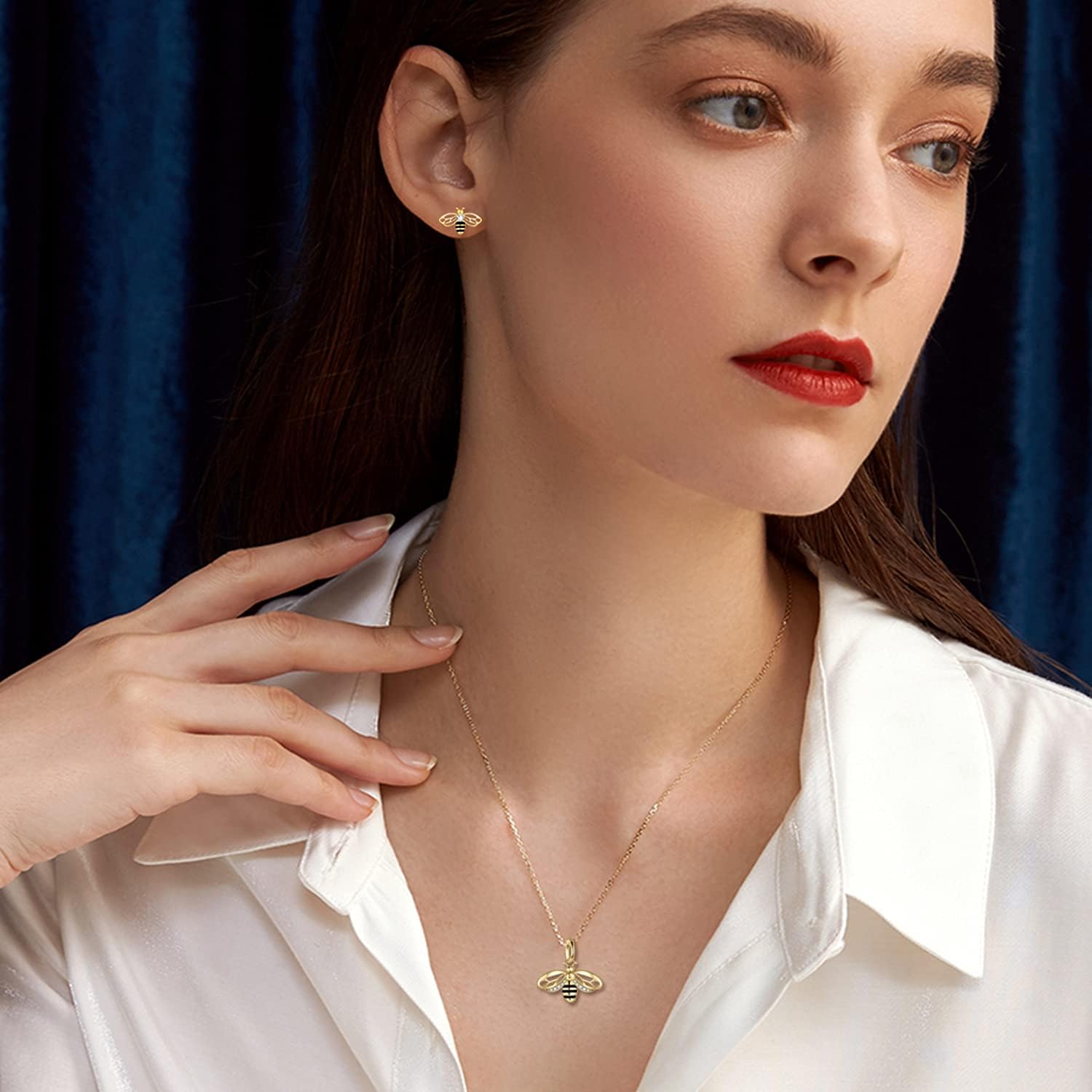 KECHO 14k Yellow Gold Honey Bee Jewelry for Women, Fine Gold Pendant Gifts for Her