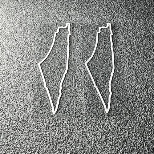 Image of Car Styling Vinyl Decals Palestine Palestinian Map Outline Silhouett Tape Auto Door Body Window Stickers 2PCS (White, 100x35mm)