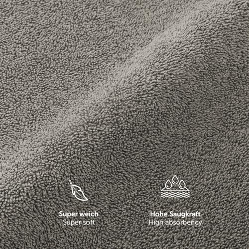Blumtal Premium Frottier Handtücher Set 4 teilig 100% Baumwolle - Oeko-TEX zertifiziertes Towel 4X (50x100 cm) - Ultra saugstarkes Frottier Handtücher Set waschbar °60 - Handtücher Grau – Bild 6