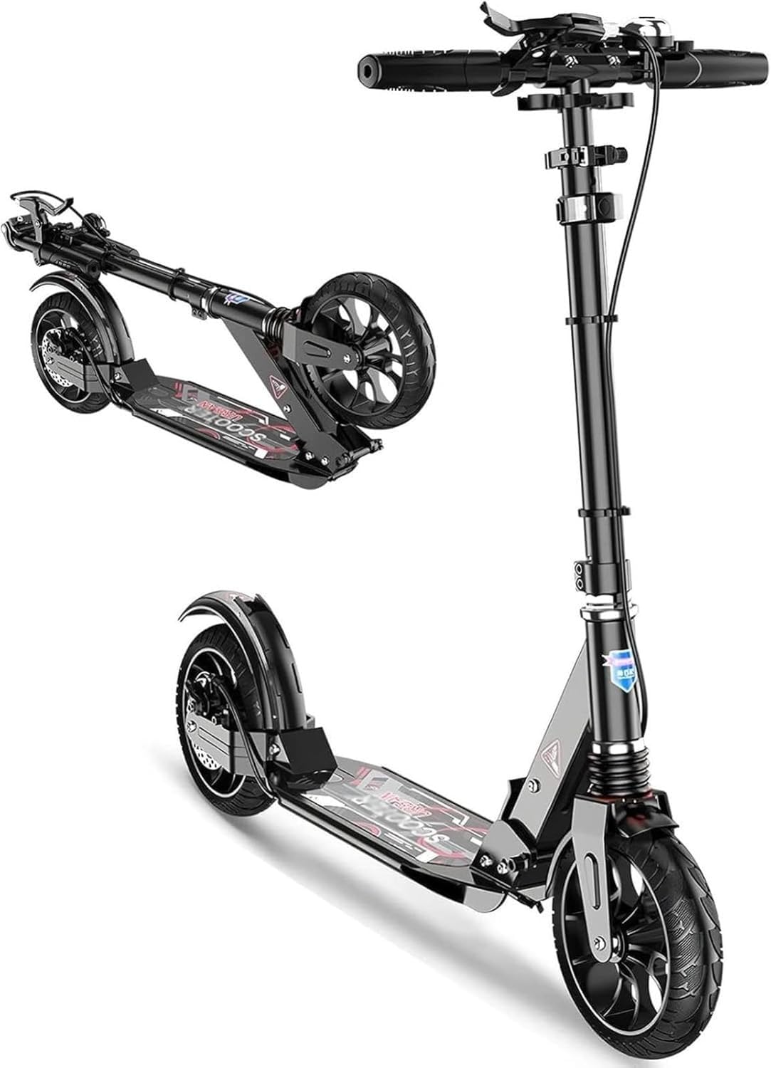 City Scooter para Adultos y Niños 10 Años - Patinete Plegable con Ruedas Grandes, Frenos y Amortiguadores - Regulable en Altura, Capacidad 150 Kg