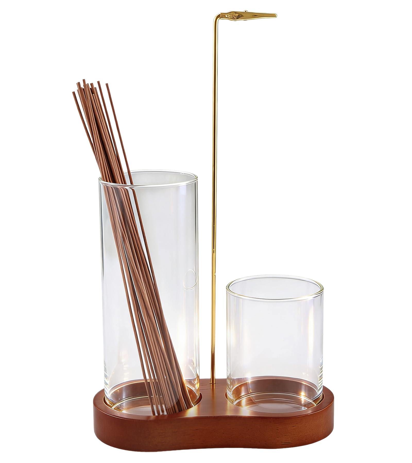 Wooden Upside Down Incense Holder for Sticks Burner with Removable Glass Ash Catcher and Incense Holder, Suitable for Yoga Spa Tea Zen Meditation Home Decor Aromatherapy (Brown)