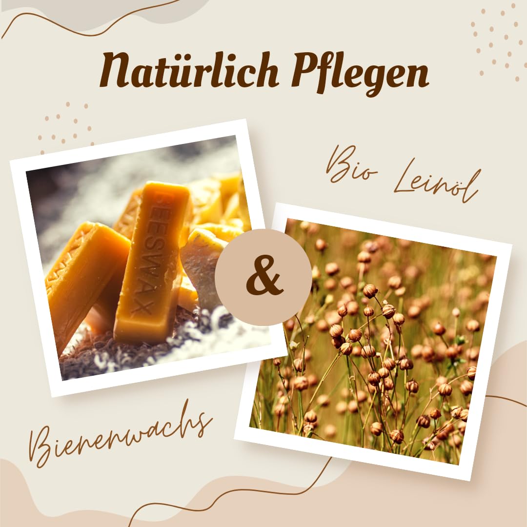 Holzpflege Wachs mit Bienenwachs & Bio Leinöl – 100 % natürlich - Holz- & Lederpflege für Holzprodukte, Möbel, Tische – Made in Germany (1, 150 Gramm Set)
