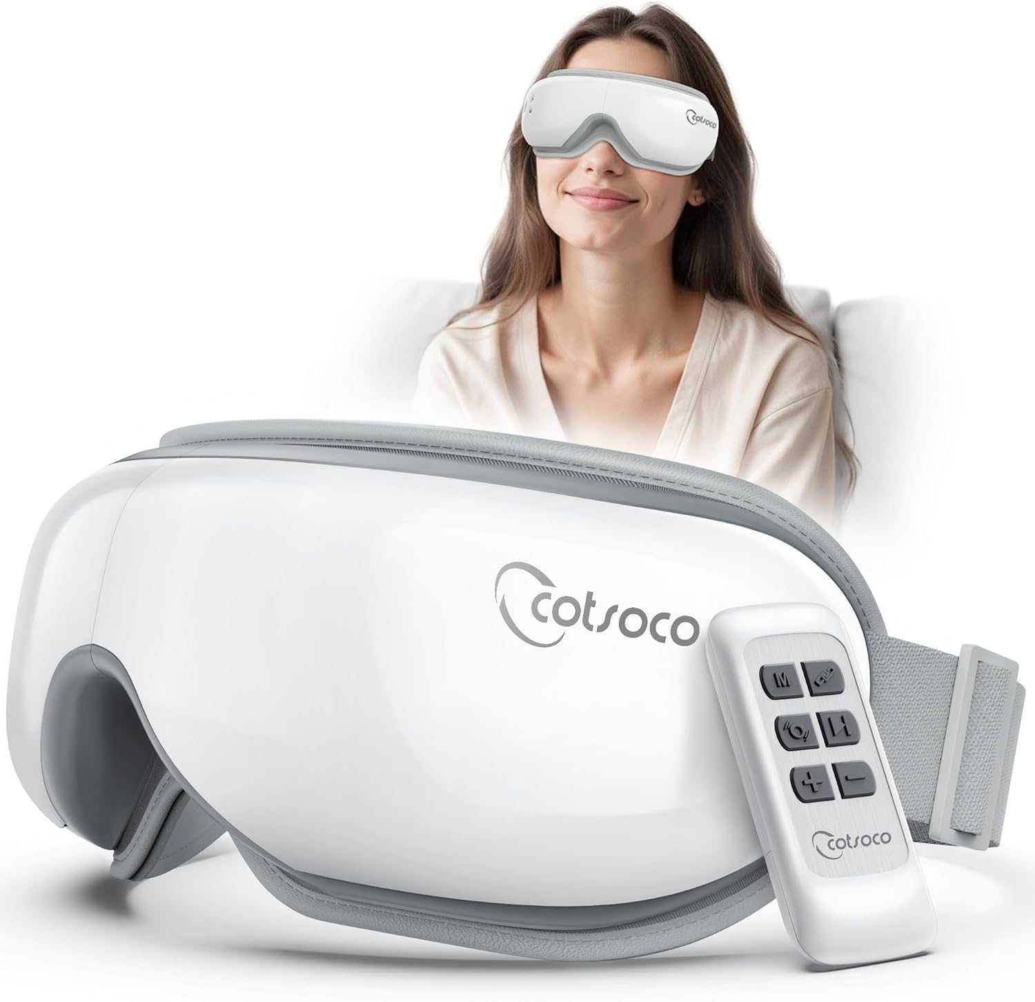 Cotsoco Eye Massager with Remote Sleep Mask with Heat Headache Massager Scalp for Migraine and Compression Christmas Birthday