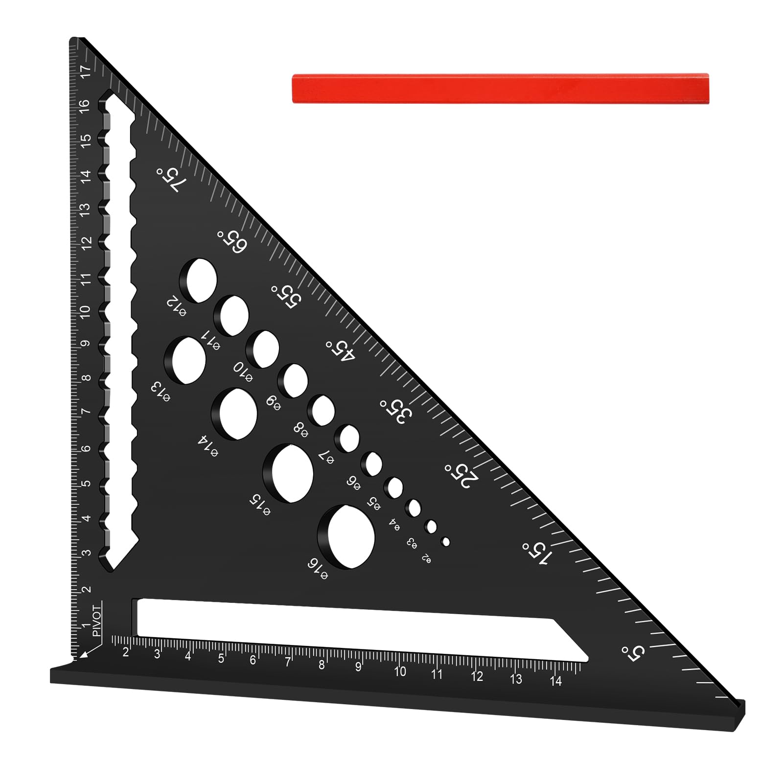 Flintronic Speed Square Set, 18cm/7inch Aluminum Alloy Triangle Ruler, Metric Woodwork Square with Carpenter Pencil* 2, Carpenters Squares for Angle Measuring Marking Drilled Hole