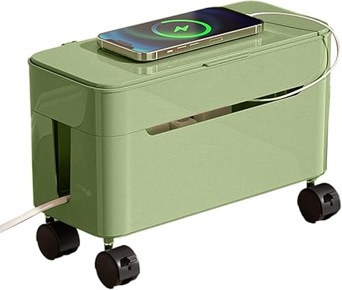 Organizador de caja de cables  Contenedor de almacenamiento de alambre con ruedas  Almacenamiento de cable de carga de mesa  para la oficina en