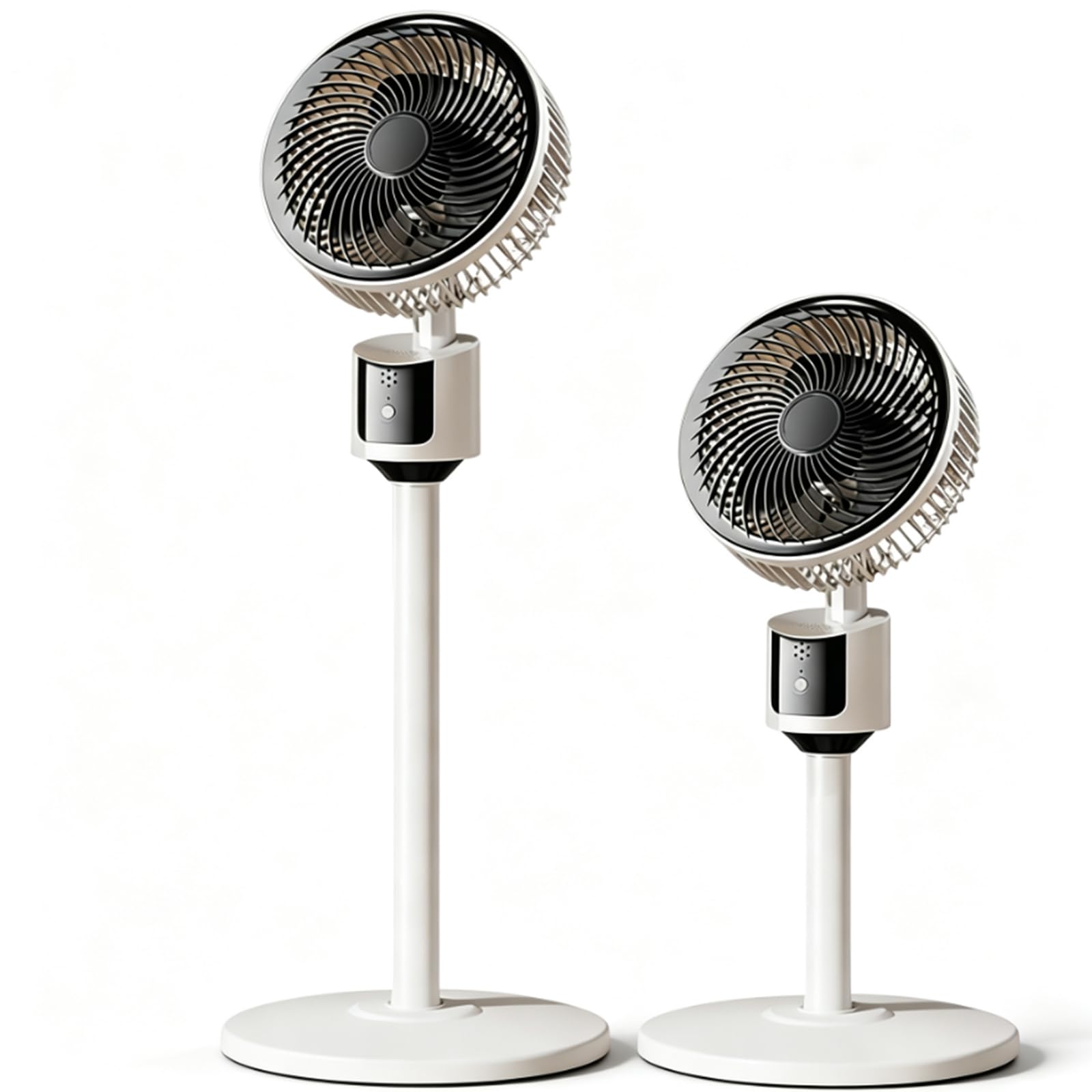 Standing Fan for Bedroom, Whole Room Air Circulator Pedestal Fan, 30dB Quiet DC Motor Cooling Device, 90° Oscillating & 3 Speeds Setting Powerful Airflow, Adjustable Height Floor Fans for Home (White)