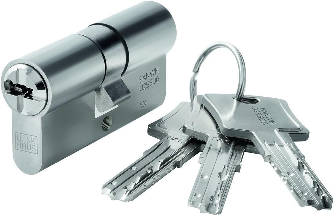 Winkhaus 9002730443127 Cerradura Doble para empotrar Key Tec N-Tra 45/75, latón niquelado Mate