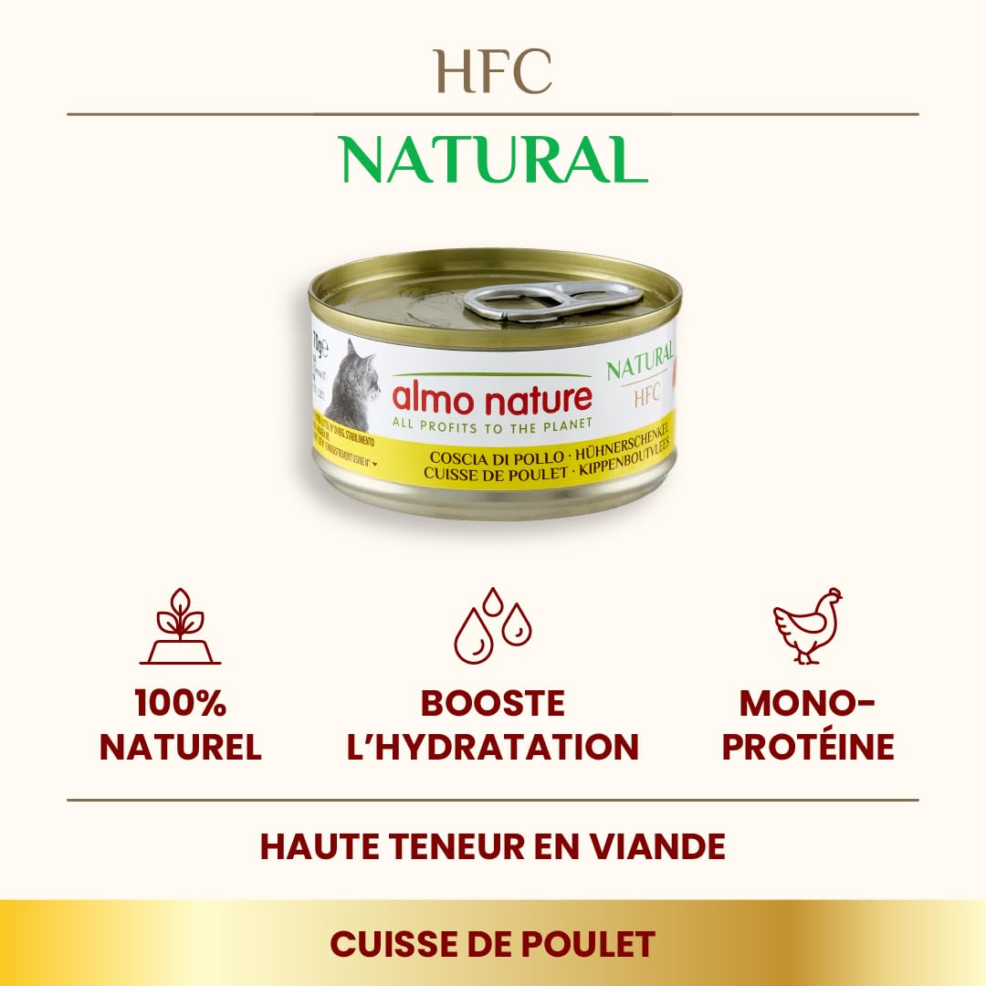 almo nature HFC Natural Aliments Humides pour Chats – Recettes Assorties au Poulet – 70g, Lot de 6