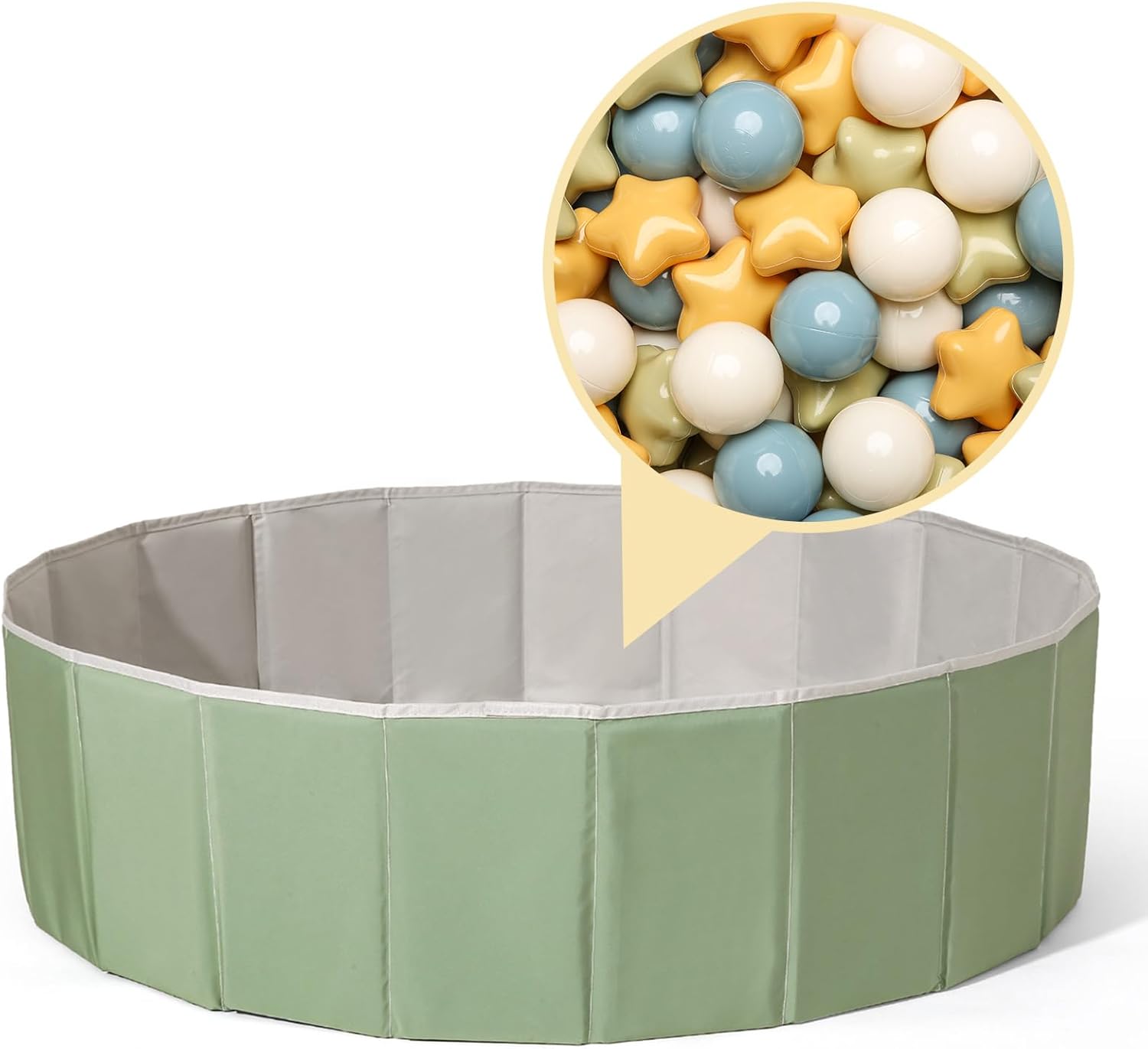 TRENDPLAY Cream Green Ball Pit with 100 Balls