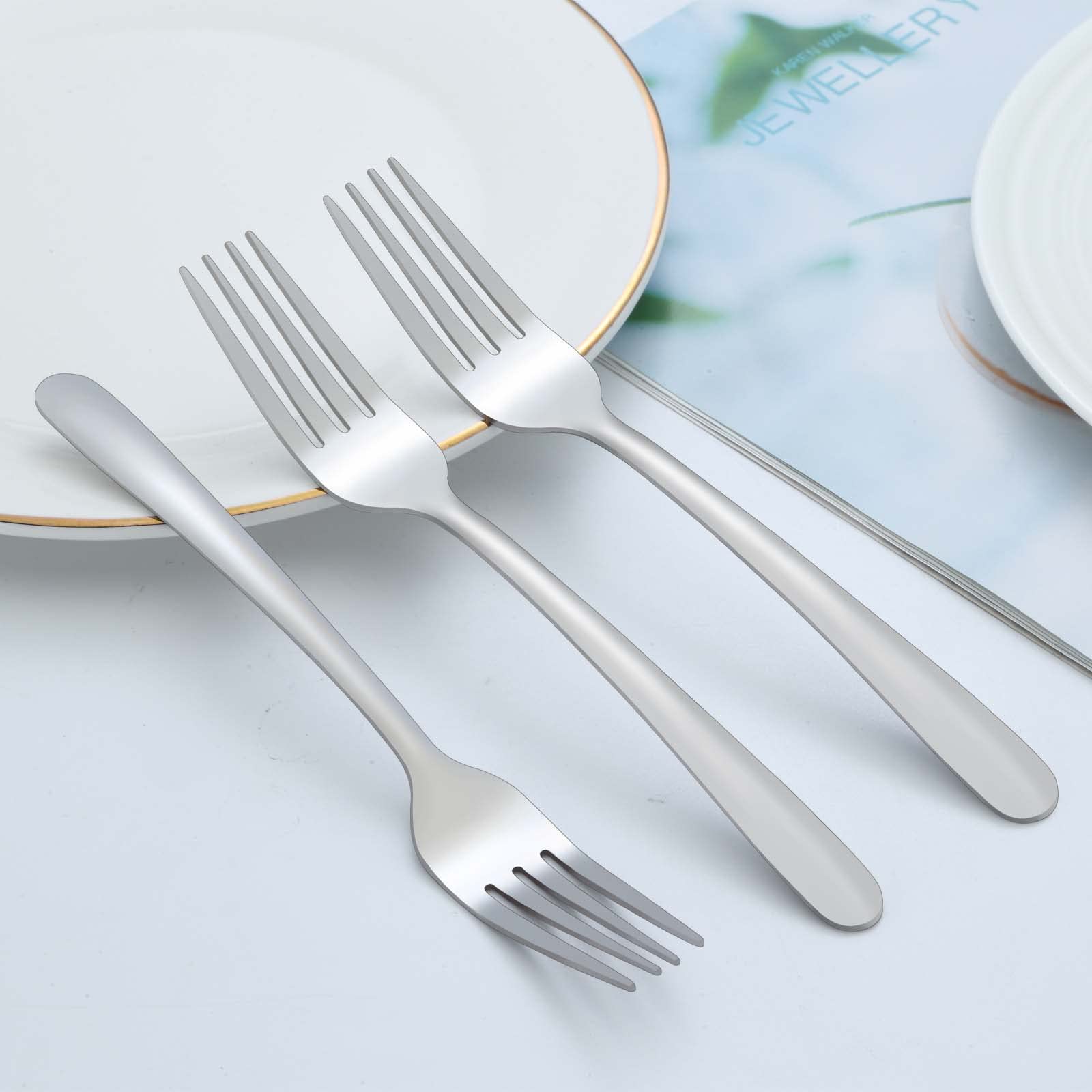 BEWOS Set 24 Pezzi Forchette da Tavola, in Acciaio Inox, 8,1Pollici (20,7 cm) da Tavolo, Lucidate a Specchio, Lavabili in Lavastoviglie, Uso per Casa, Hotel o Ristorante