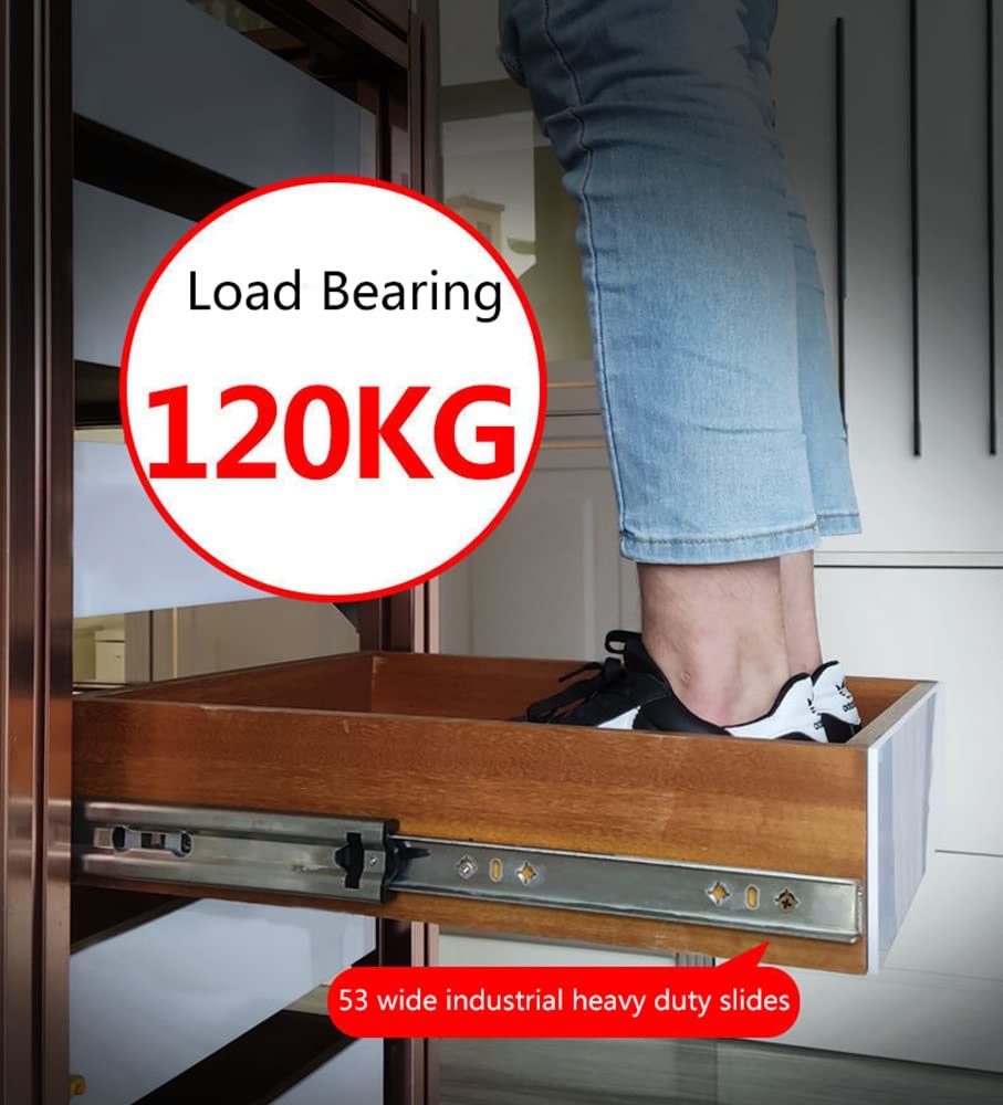 Wytrzymałe prowadnice do szuflad z zamkiem – 25 cm prowadnice z łożyskami kulkowymi ze stali nierdzewnej do montażu bocznego Ra nośność 120 kg płynne przesuwanie osprzęt do szafek i mebli