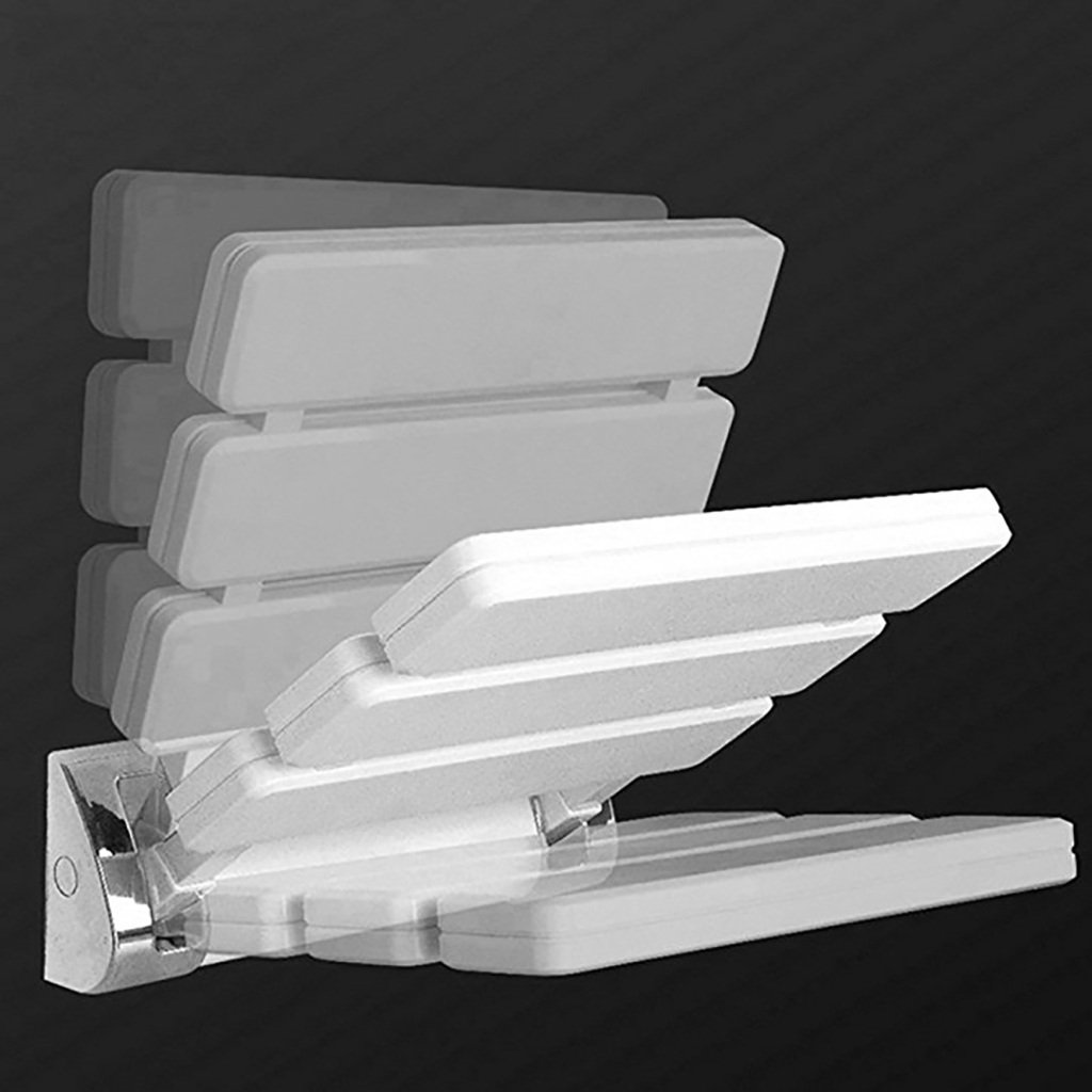 Taboret pod prysznic / taboret łazienkowy przymocowany do ściany składany ze stopu aluminium dla kobiet i osób starszych/niepełnosprawnych mata zabezpieczająca fotel prysznicowy biały 32 * 32,8 cm