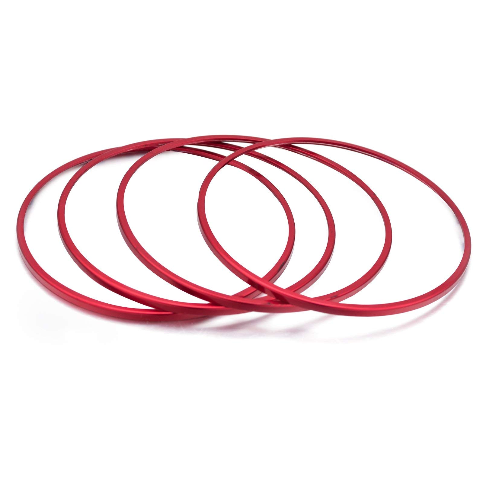 Xotic Tech 4pcs Interior Door Stereo Audio Speaker Horn Circle Ring Loudspeaker Cover Trim Compatible with Mercedes Benz C250 C300 C350 C400 C63 X205 GLC250 GLC300 (Red) - Outer Diameter 3.3