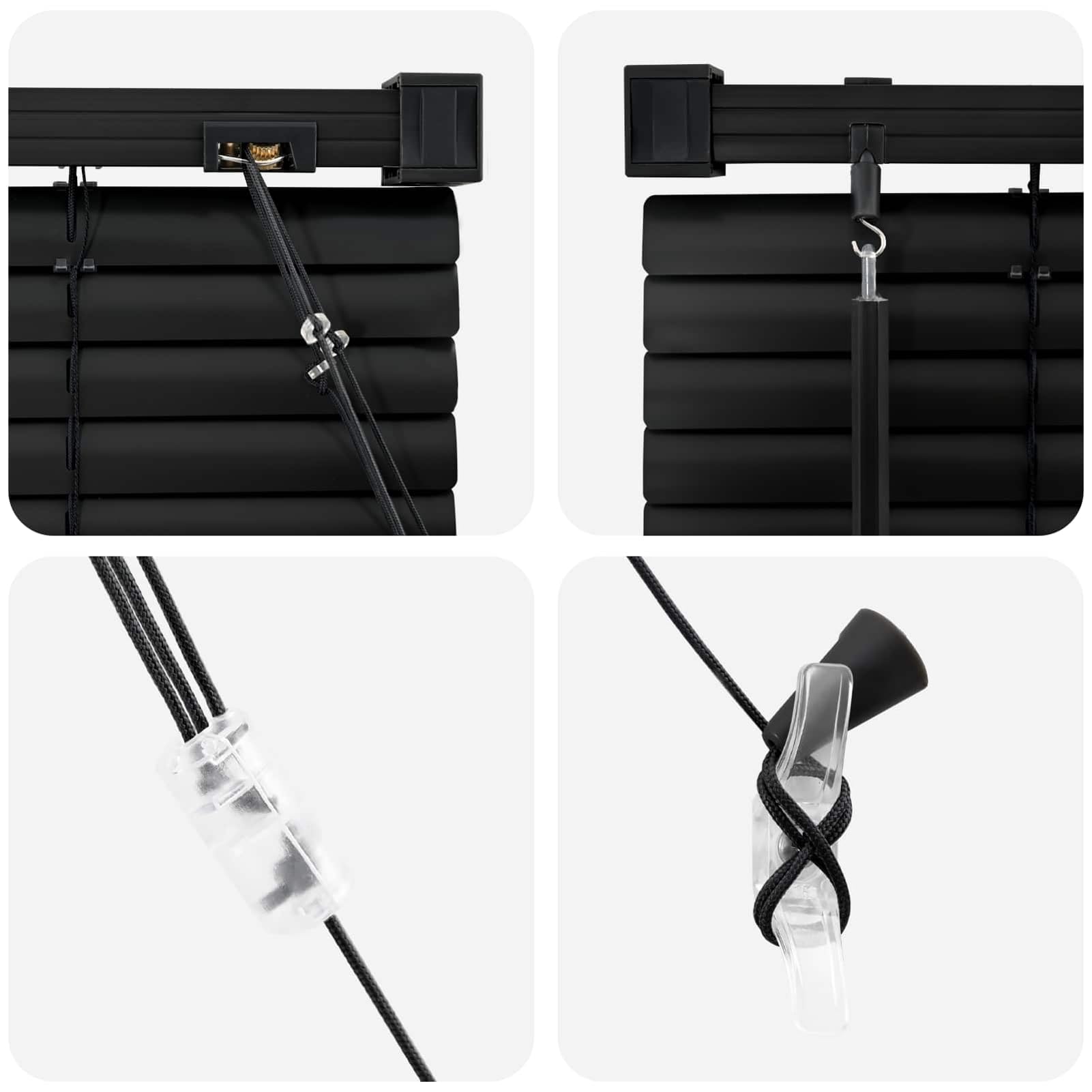 Gecheer Tenda Veneziana PVC, Tapparella Regolabile con Controllo Luce, Design Moderno, 213 x 150 cm, Nero Opaco per Ufficio, Studio, Soggiorno