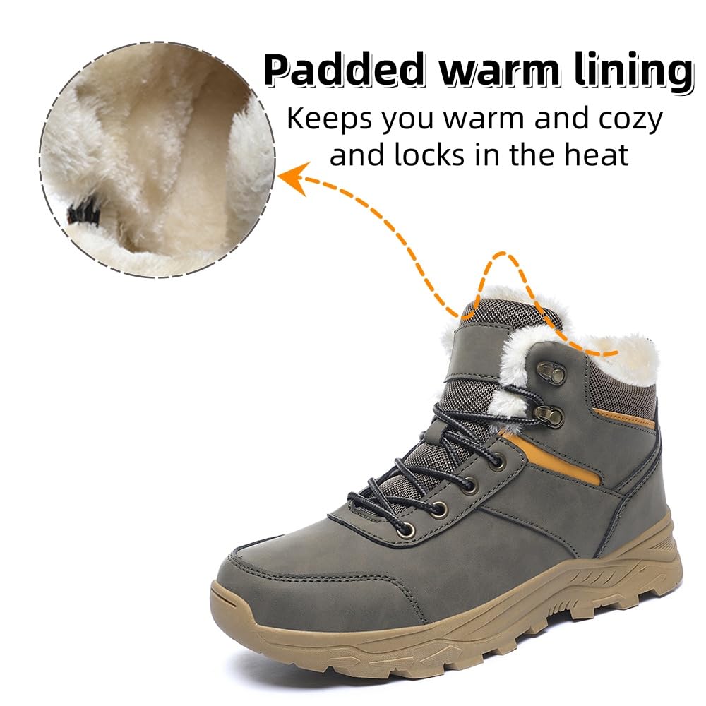 Męskie Buty Śniegowe Zimowe Buty Outdoorowe Ciepłe Podszyte Futrem Buty Turystyczne Wodoodporne Antypoślizgowe i Lekkie Botki Do Kostki