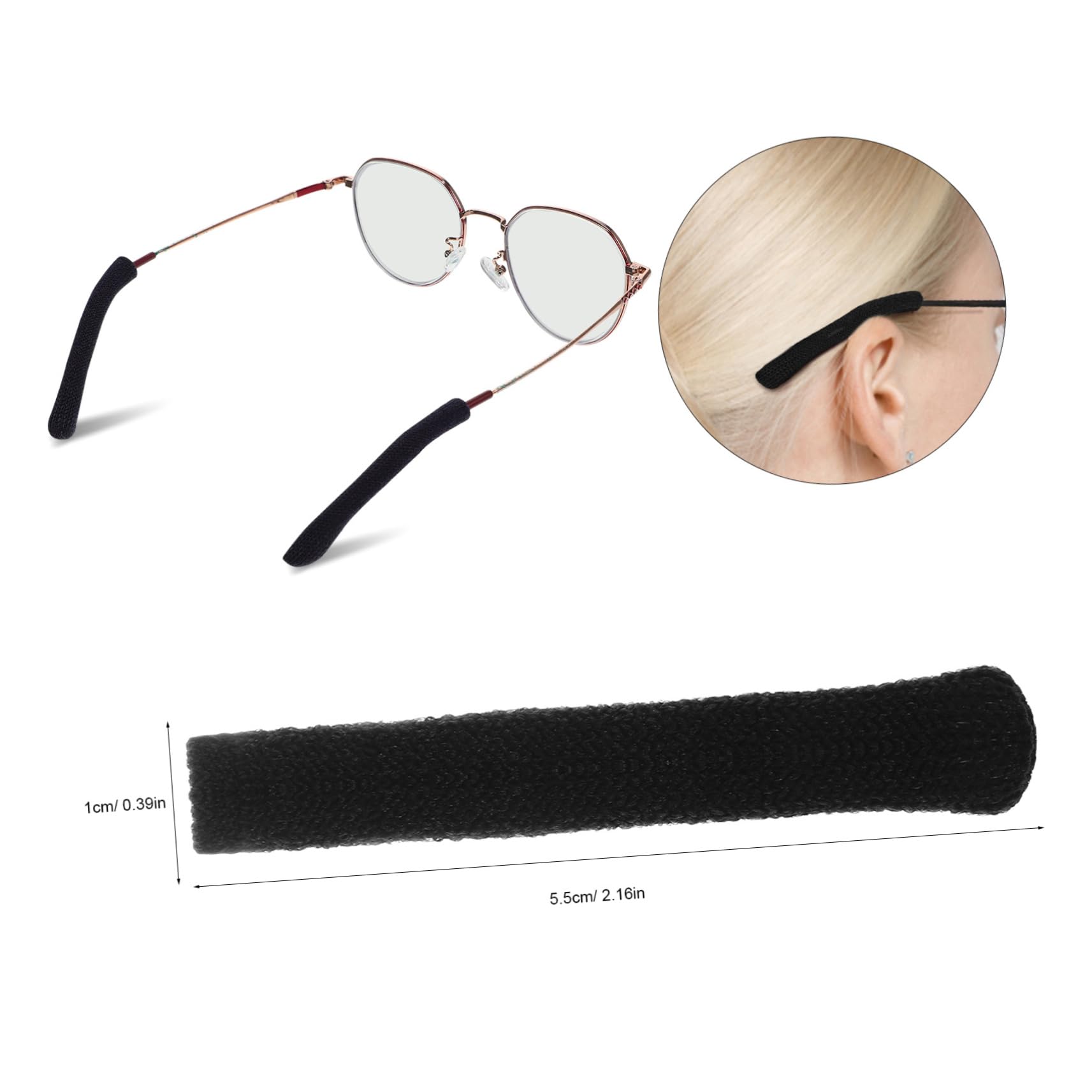 SHERCHPRY 2 Pairs Eyeglass Temple Glasses Legs Replacement Temple Tips for Women Soft and Comfortable Black