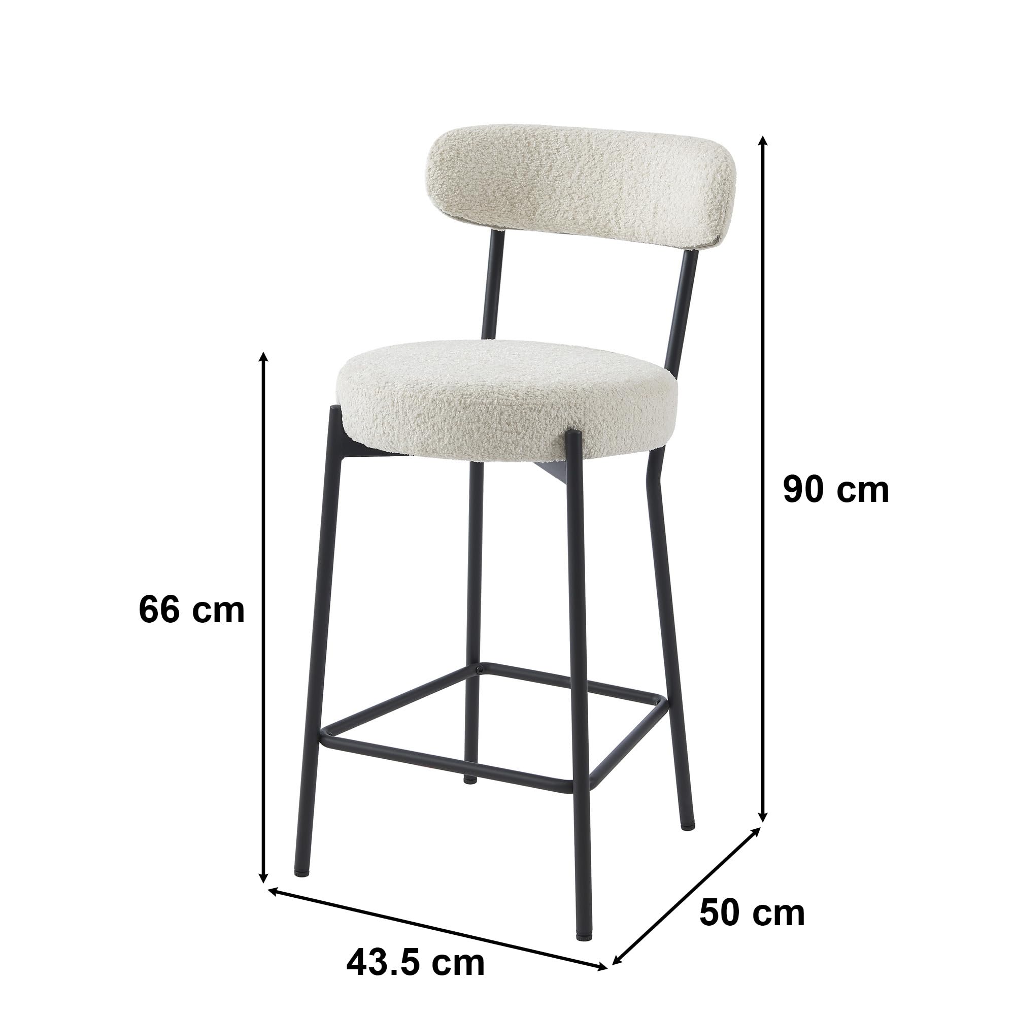 Lot de 2 chaises de bar pivotantes h68 cm en tissu bouclette sable | Maison et Styles