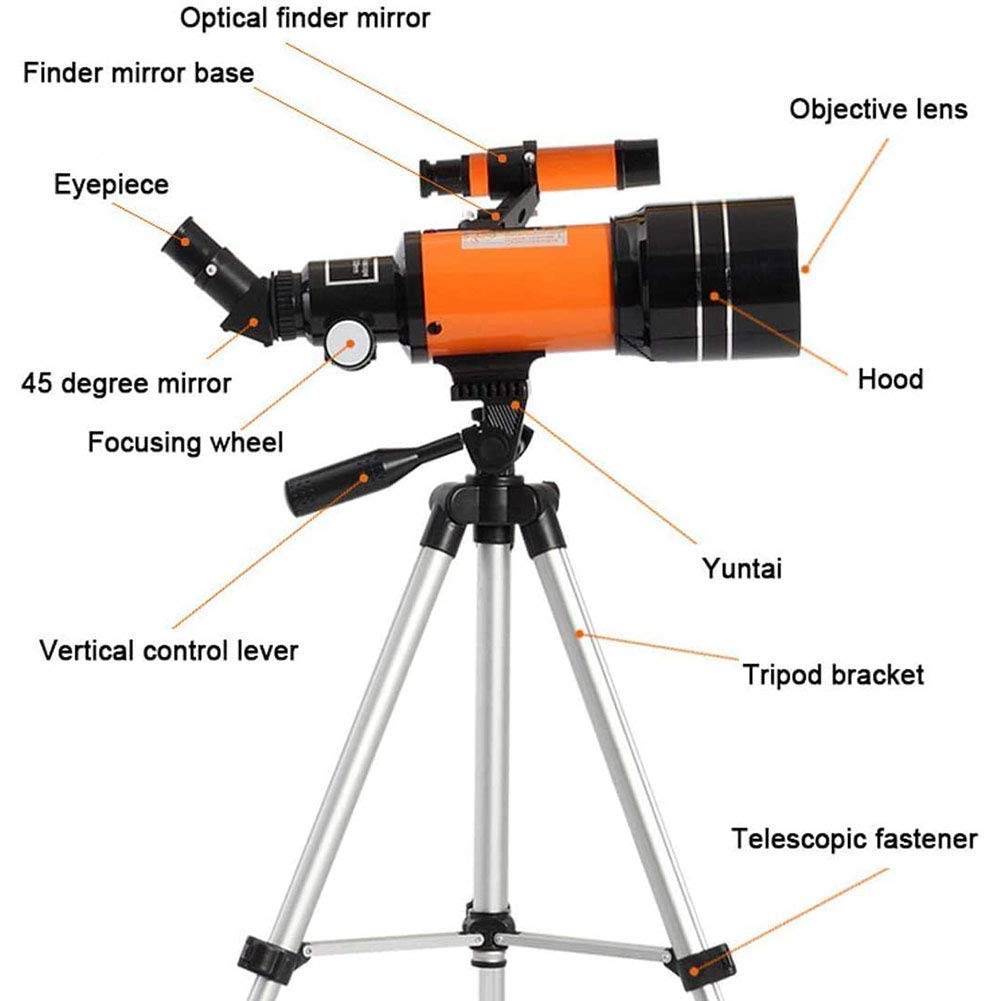 Télescope Professionnel Ultra HD pour débutants en Astronomie et Adultes - Télescope astronomique réfractif 150X avec trépied/Adaptateur de téléphone/viseur et Filtre Lunaire Doublez Le Confort