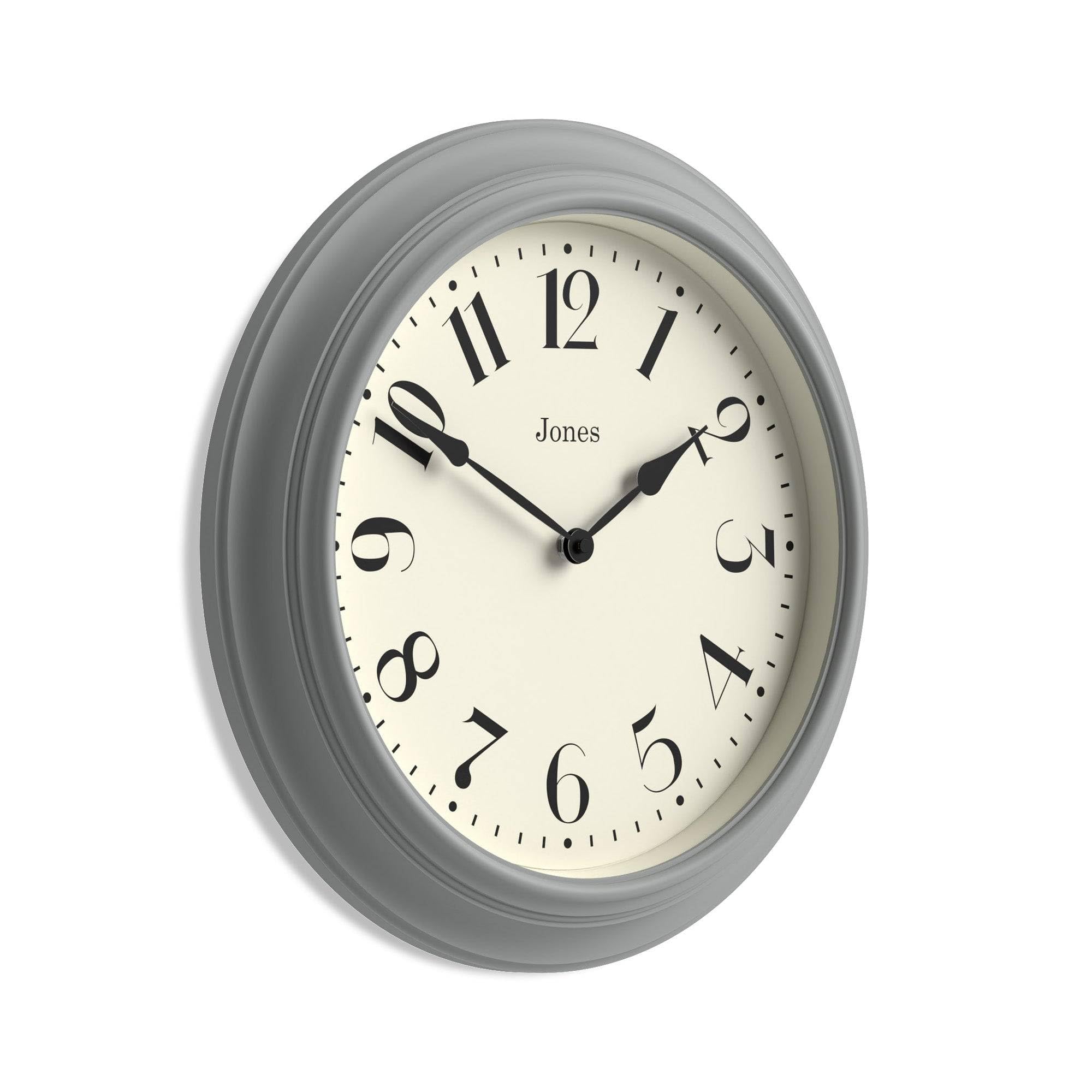 Jones Clocks® Fenchurch wall clock | Large classic round clock | 40cm | Grey | Elegant decorative design ideal for the kitchen, living room or bedroom