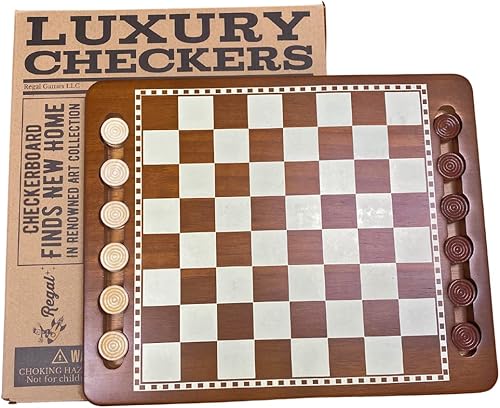 Regal Games Juego de mesa de damas de lujo para adultos y niños, juego de mesa clásico de madera con 24 piezas de damas, juegos de mesa portátiles y