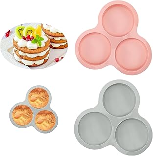 Air Fryer Egg Mould - Silicone Muffin Trays Baking with 3 Cavity, Non-Stick Air Fryer Baking Accessories Round Cupcake Pan Air Fryer Trays Muffin Tray Egg Fryer