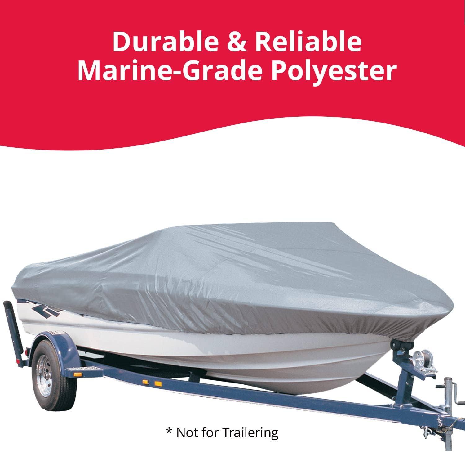 SeaSense: V-Hull Fishing Boat Cover — Accessories Include Heavy Duty Tie Downs, Storage Bag & Elastic Bow Strap — for Small Boats & Pontoons, Resists Mildew & Repels Water — 14’ - 16’,Gray