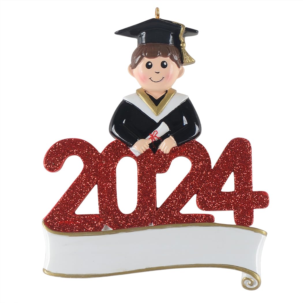 MAXORAMAXORA Graduate Boy Christmas Tree Ornament - Personalized Graduation Gift for Him - Class of 2023 Ornament - Unique Graduation Gifts for High School College Students