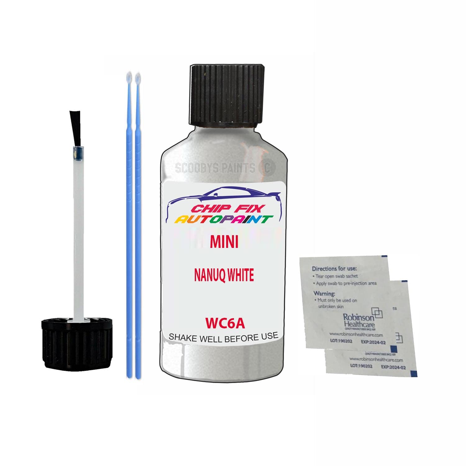 Scoobys Paints Back In The Mix Nanuq White Touch Up Paint For Mini Mini Wc6a 2021-2021 30Ml Bottle Brush Scratch Stone Chip Repair Pen