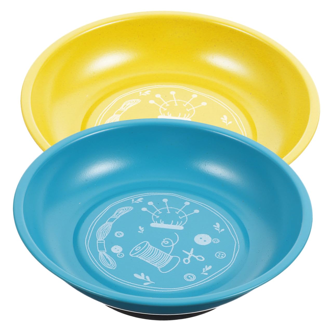 Cabilock Porta Aghi Magnetico in Acciaio Inox 2 Pezzi Ciotola Colorata Blu e Gialla, Organizzatore Aghi e Puntaspilli per Cucito Domestico, Accessori per Punto Croce e Forniture Cucito,