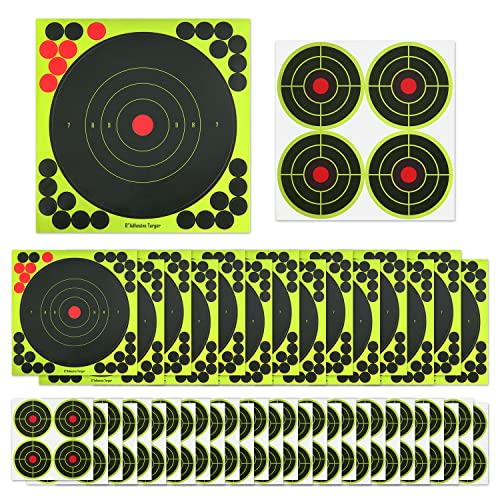 Toymis 135Pcs 3 & 8 Inch Shooting Targets Stickers With 420 Pcs Cover Patches Round Splatter Targets For Shooting Range Self Adhesive Targets For Archery Bow, Hunting Training (2 Sizes) #TOP4