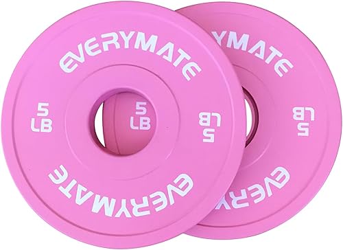 EVERYMATE Placas de peso rosa de 10 libras, 15 libras, 25 libras, 35 libras, 45 libras, placas de peso olímpicas de agarre para entrenamiento de
