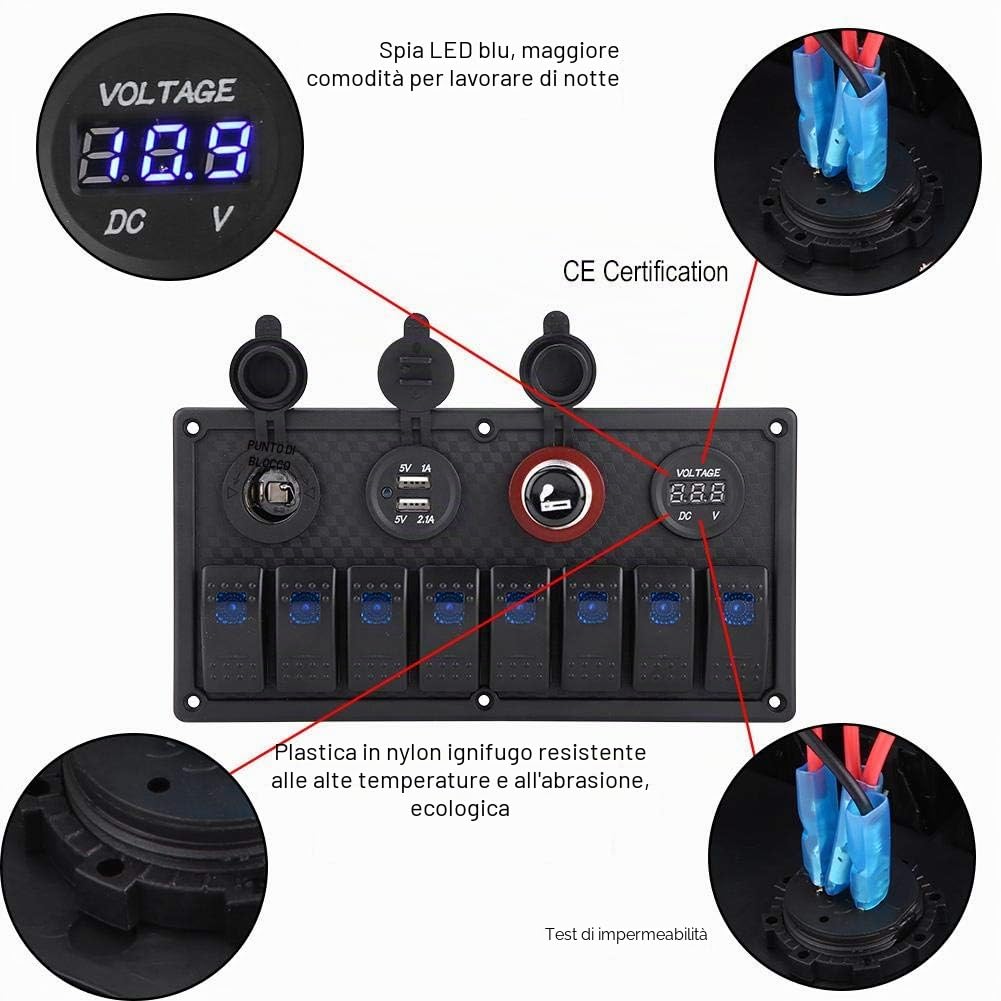 Pannello Interruttori Barca Quadro Elettrico Per Barca Quadro Elettrico Per Barca Pannello Interruttori, 12v 24v 8 Gang Car Boat Led Interruttore A Bilanciere Pannello Di Controllo Accendisi