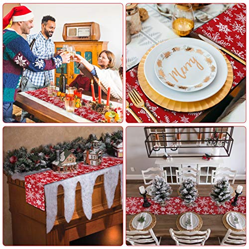 Vsadey Christmas Decorative Table Runner 13 x 72 Inch, Xmas Snowflake Non-Slip Polyester Table Linens for Christmas Decorations