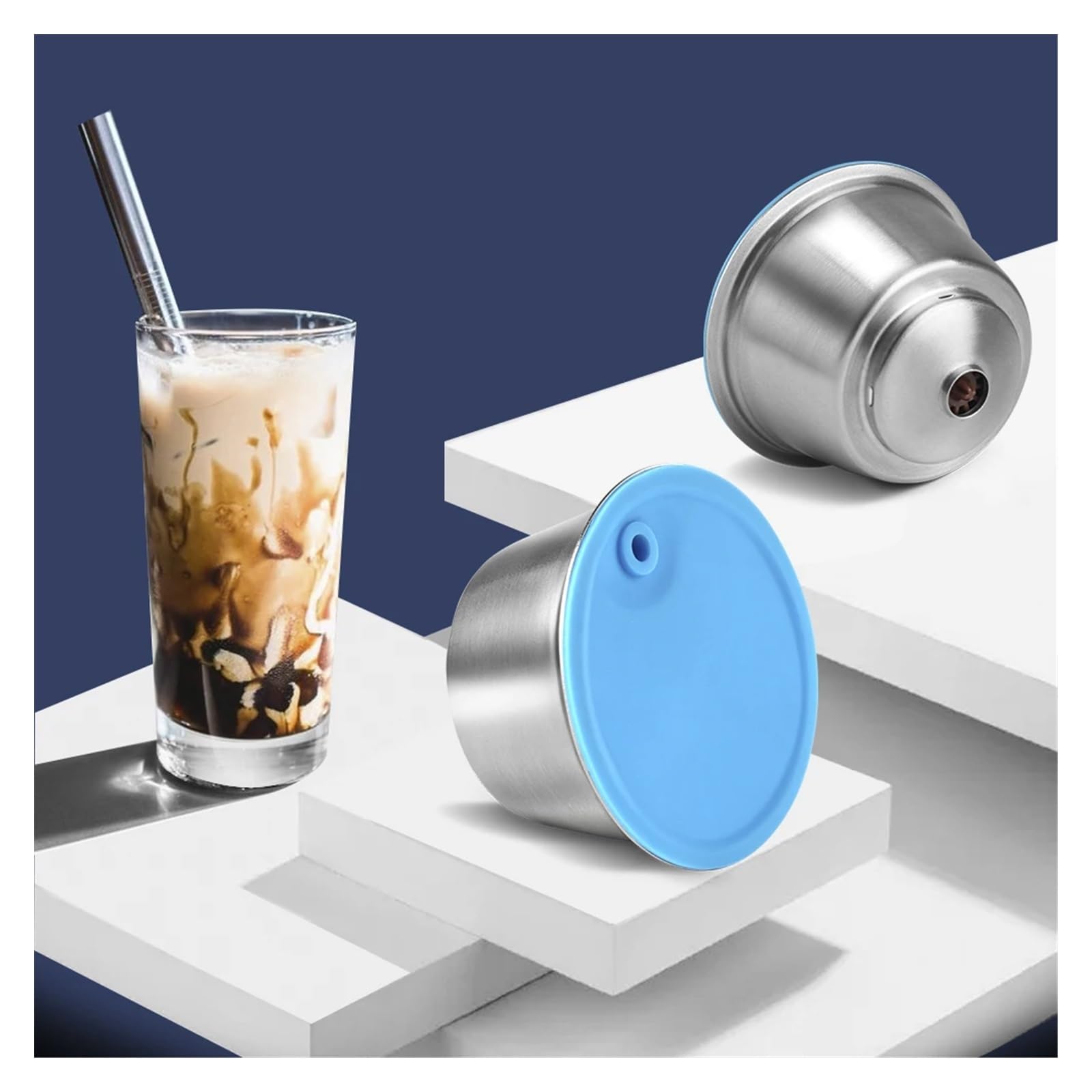 Compatible Con Cápsulas De Café Reutilizables Dolce Gusto, Compatible Con Nescafé, Filtro De Café Recargable Picolo XS De Acero Inoxidable(2pcs pod 2pcs lid)