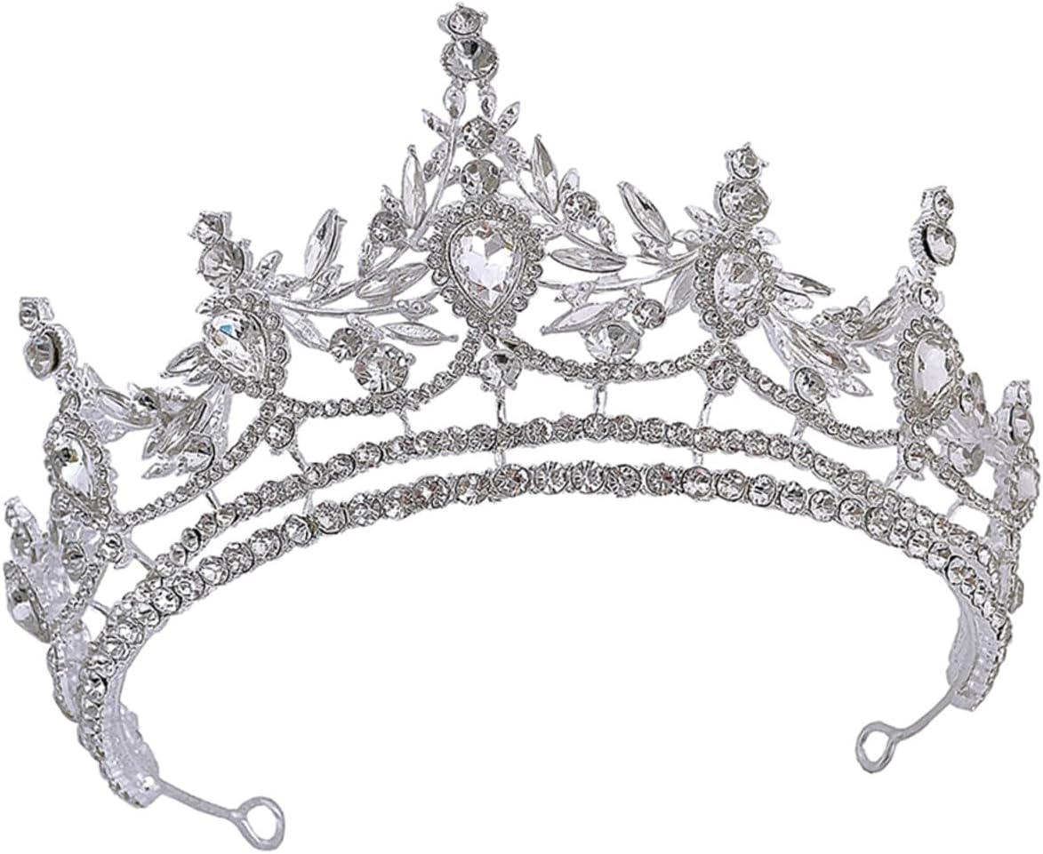 LIFKOME Luxury Rhinestone Alloy Wedding Tiara Crown for Bride and Bridal Headpiece Hair Jewelry Silver Circlet Accessories