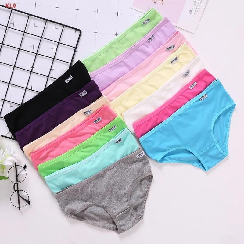Image of LOURYN KOULYN Imported Women's Candy (Pop) Color Brief / 100% Super Soft Cotton Hipster Ladies Plain Bright Panty /Innerwear Inner Elastic Underwear Combo Pack (Colour May Very)